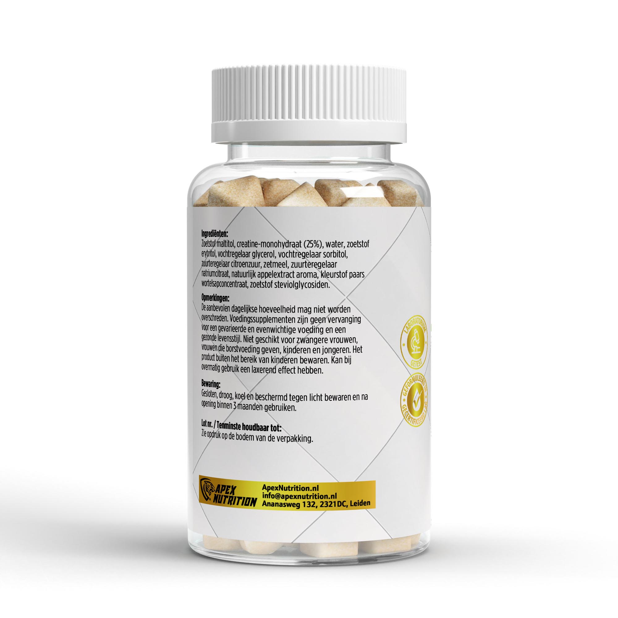 Creatine gummies appel smaak achterkant