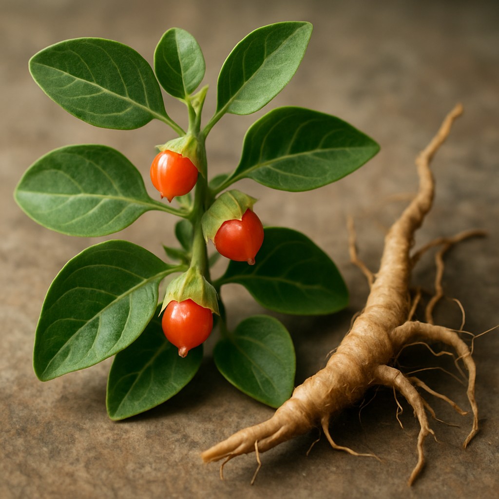 Ashwagandha plant en wortel Withania somnifera