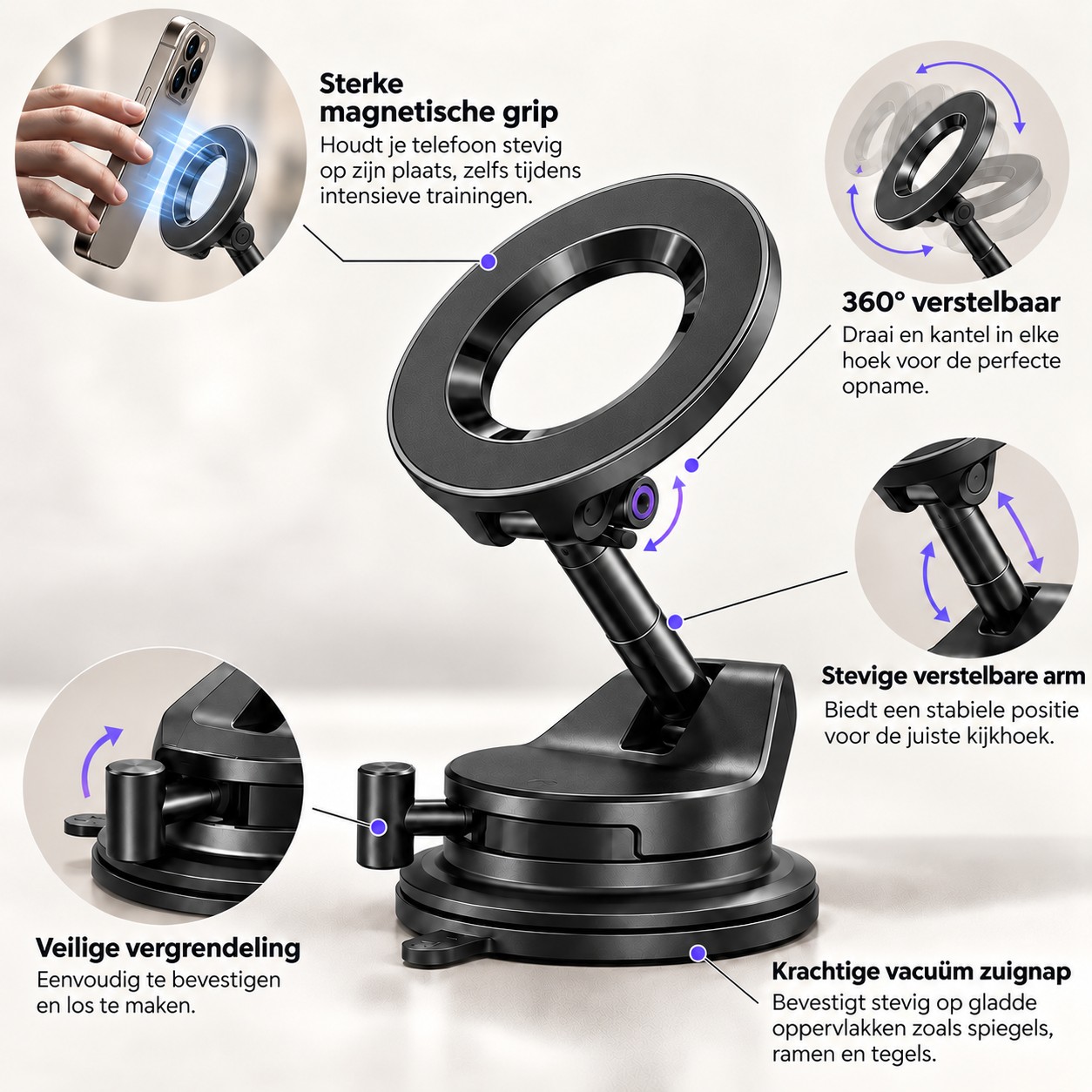 magnetische telefoonhouder auto - afbeelding 1